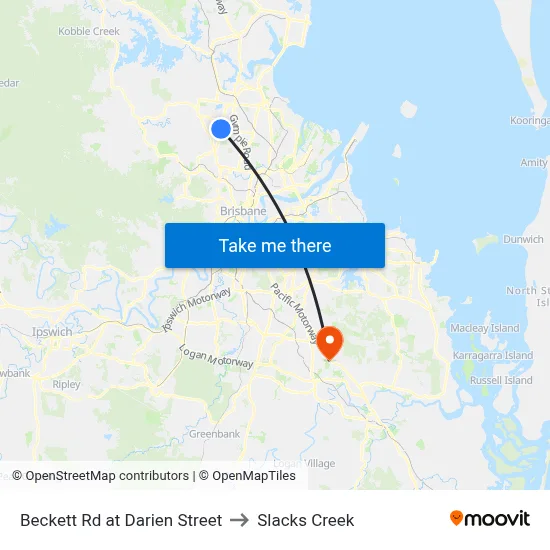 Beckett Rd at Darien Street to Slacks Creek map