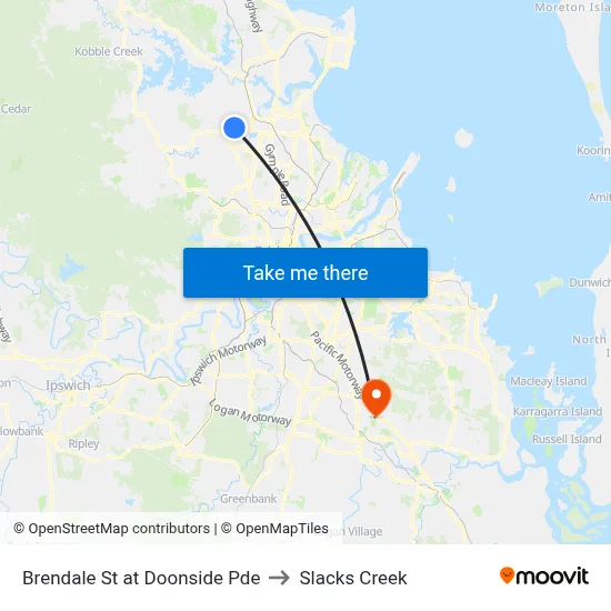 Brendale St at Doonside Pde to Slacks Creek map