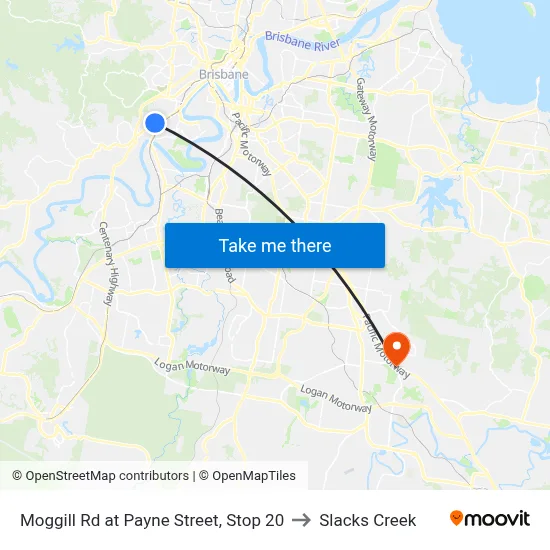 Moggill Rd at Payne Street, Stop 20 to Slacks Creek map