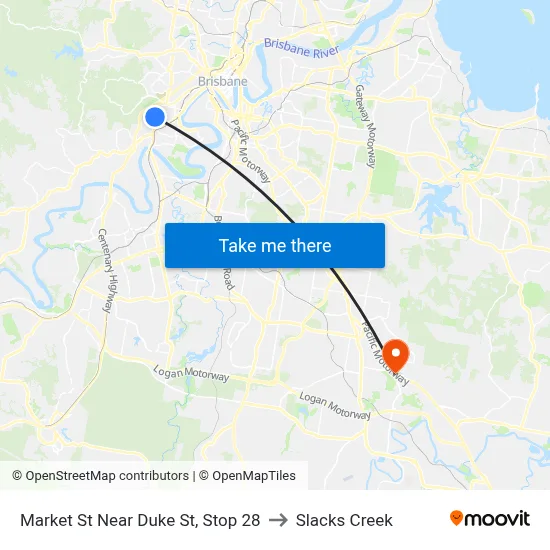 Market St Near Duke St, Stop 28 to Slacks Creek map