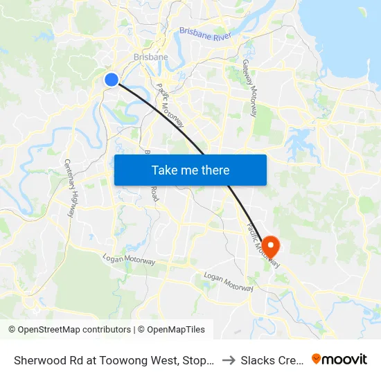 Sherwood Rd at Toowong West, Stop 22 to Slacks Creek map