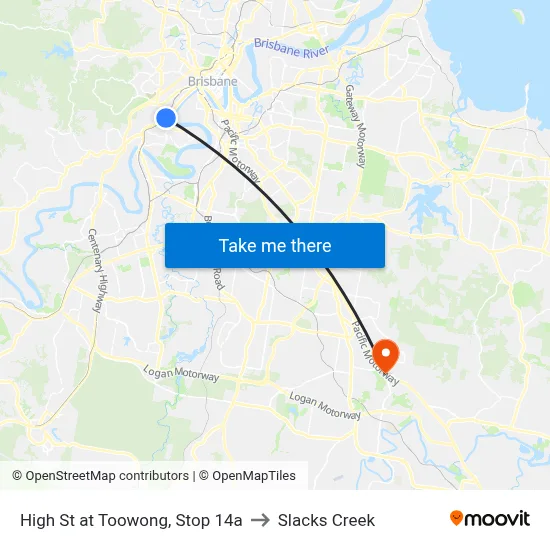 High St at Toowong, Stop 14a to Slacks Creek map
