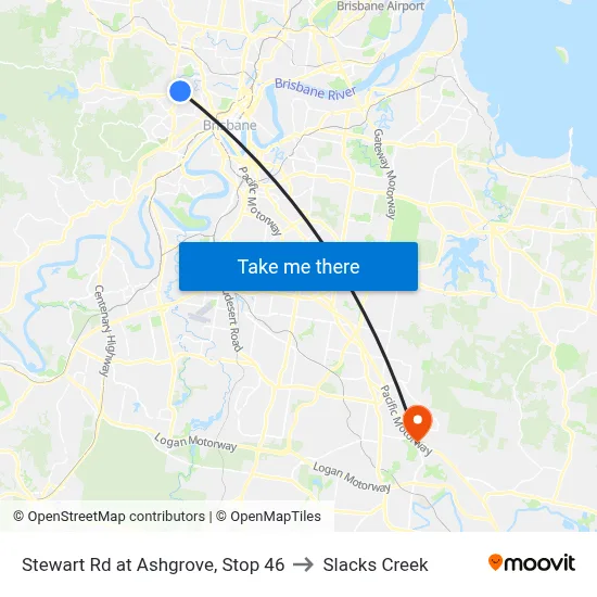 Stewart Rd at Ashgrove, Stop 46 to Slacks Creek map