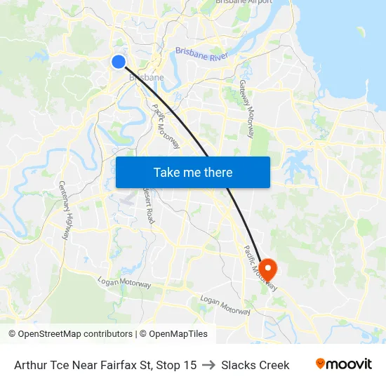 Arthur Tce Near Fairfax St, Stop 15 to Slacks Creek map