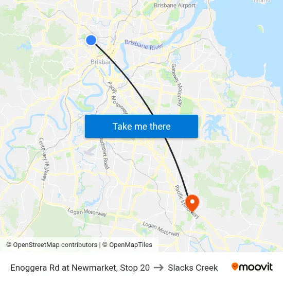 Enoggera Rd at Newmarket, Stop 20 to Slacks Creek map