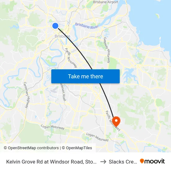 Kelvin Grove Rd at Windsor Road, Stop 16 to Slacks Creek map
