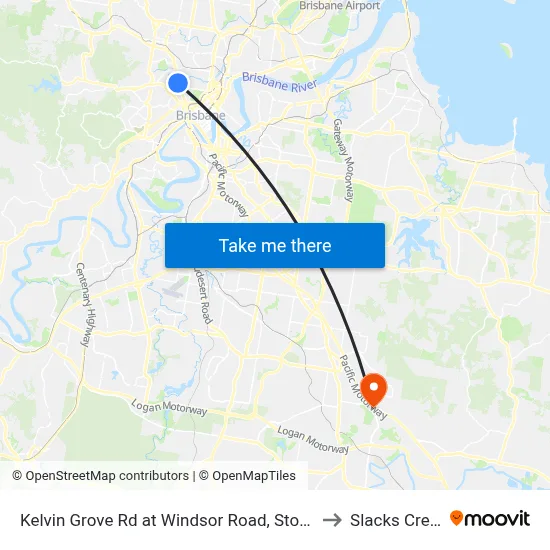 Kelvin Grove Rd at Windsor Road, Stop 16 to Slacks Creek map