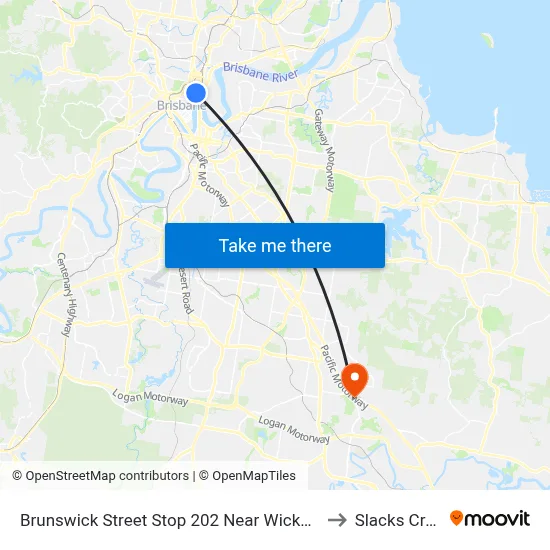 Brunswick Street Stop 202 Near Wickham St to Slacks Creek map