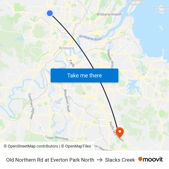 Old Northern Rd at Everton Park North to Slacks Creek map