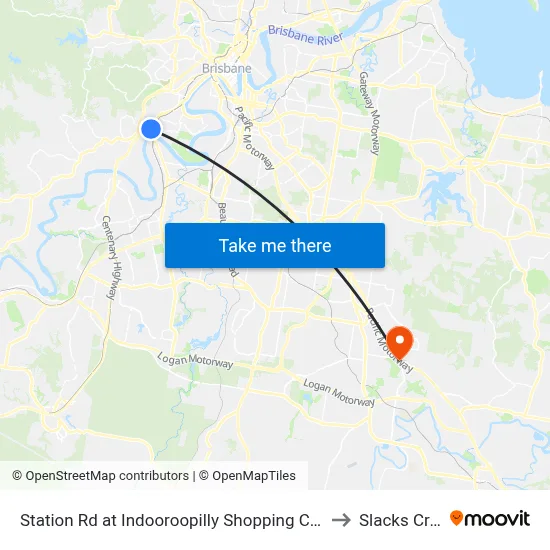 Station Rd at Indooroopilly Shopping Ctr, Stop E to Slacks Creek map