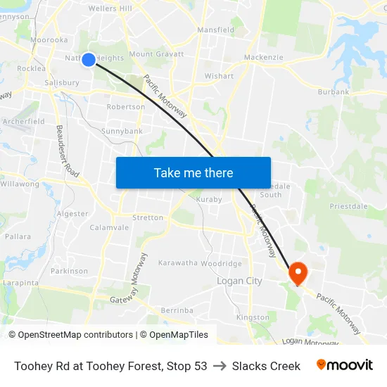 Toohey Rd at Toohey Forest, Stop 53 to Slacks Creek map