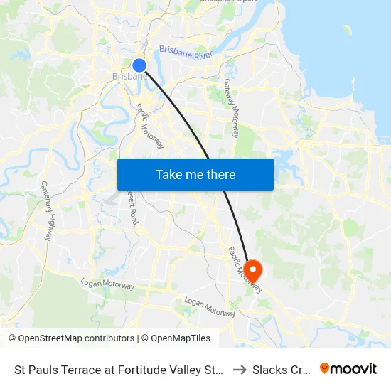 St Pauls Terrace at Fortitude Valley Stop 232 to Slacks Creek map