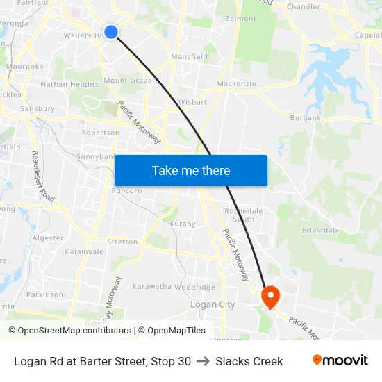 Logan Rd at Barter Street, Stop 30 to Slacks Creek map