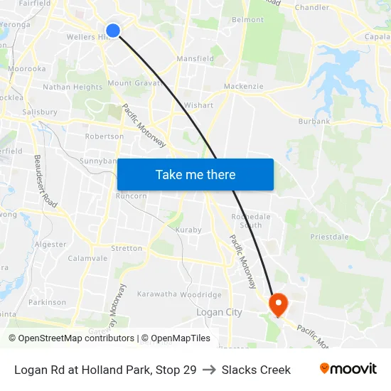 Logan Rd at Holland Park, Stop 29 to Slacks Creek map