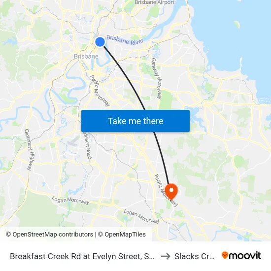 Breakfast Creek Rd at Evelyn Street, Stop 10 to Slacks Creek map