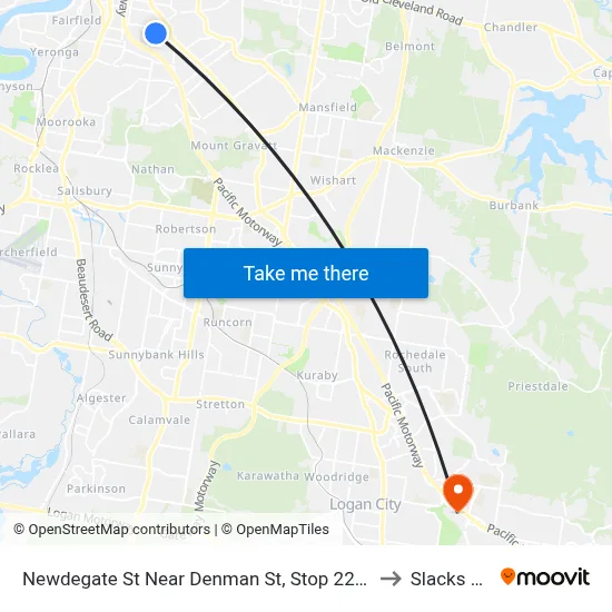Newdegate St Near Denman St, Stop 22 - Temp Closure to Slacks Creek map