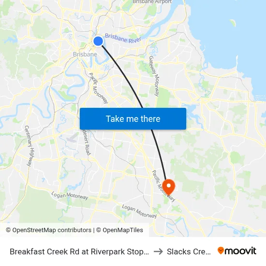 Breakfast Creek Rd at Riverpark Stop 9 to Slacks Creek map