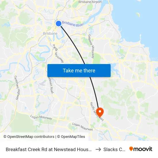Breakfast Creek Rd at Newstead House, Stop 12 to Slacks Creek map