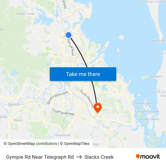 Gympie Rd Near Telegraph Rd to Slacks Creek map