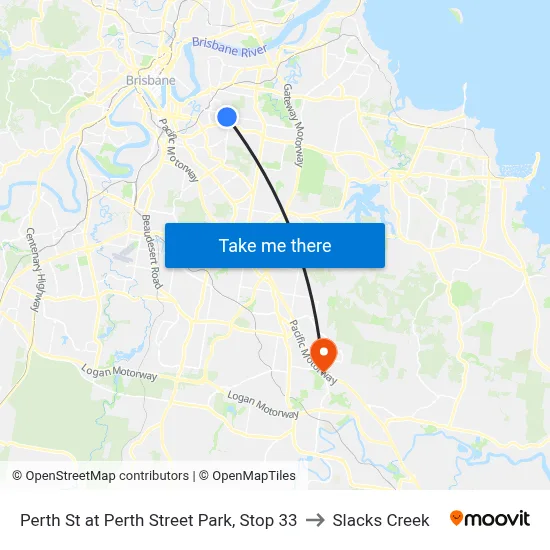 Perth St at Perth Street Park, Stop 33 to Slacks Creek map