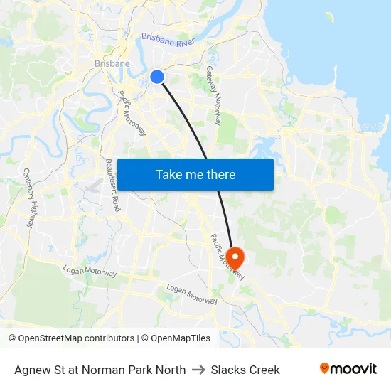 Agnew St at Norman Park North to Slacks Creek map