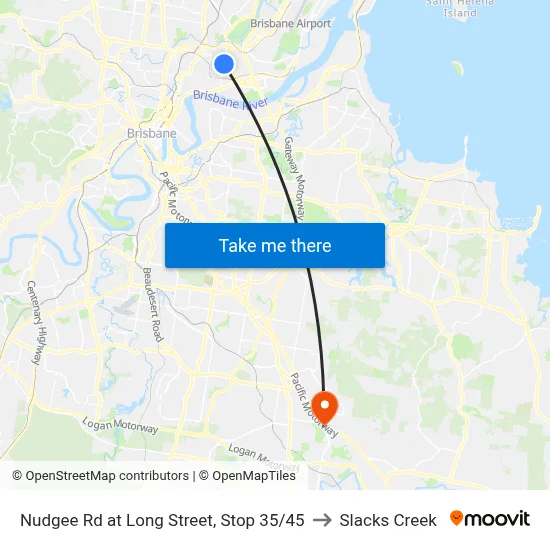 Nudgee Rd at Long Street, Stop 35/45 to Slacks Creek map