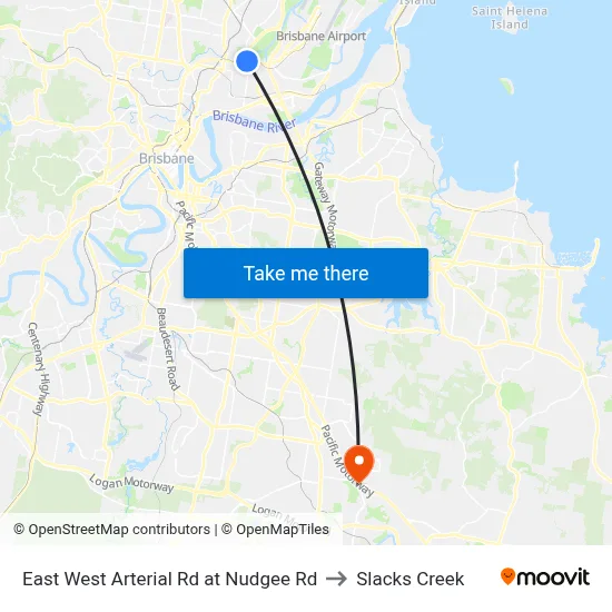 East West Arterial Rd at Nudgee Rd to Slacks Creek map