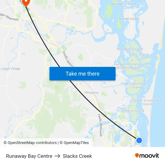 Runaway Bay Centre to Slacks Creek map