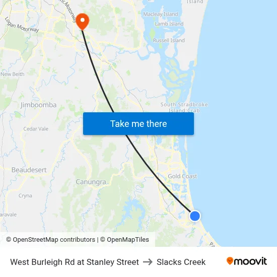 West Burleigh Rd at Stanley Street to Slacks Creek map