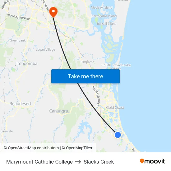 Marymount Catholic College to Slacks Creek map