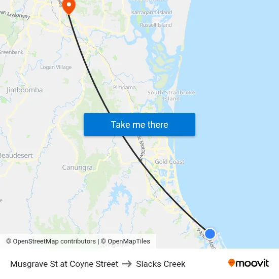 Musgrave St at Coyne Street to Slacks Creek map