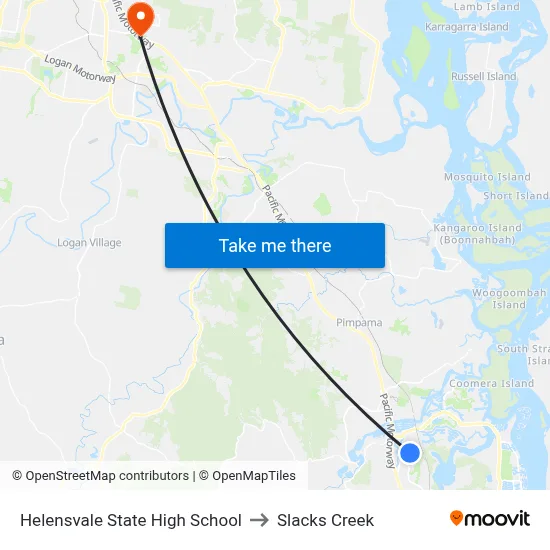 Helensvale State High School to Slacks Creek map