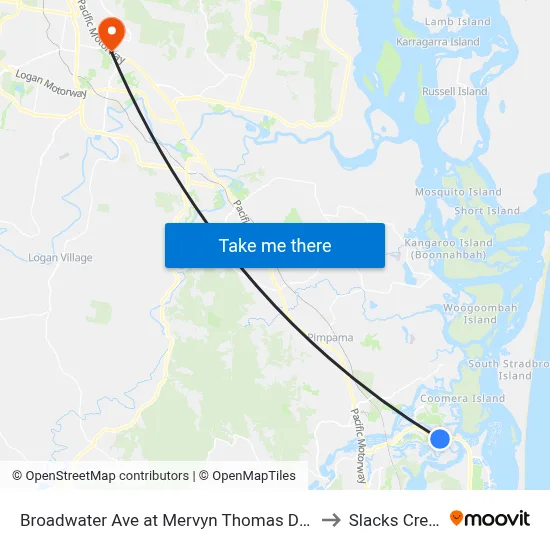 Broadwater Ave at Mervyn Thomas Drive to Slacks Creek map