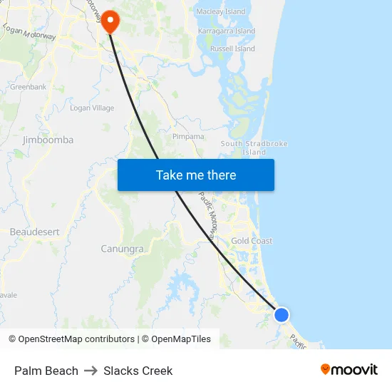 Palm Beach to Slacks Creek map