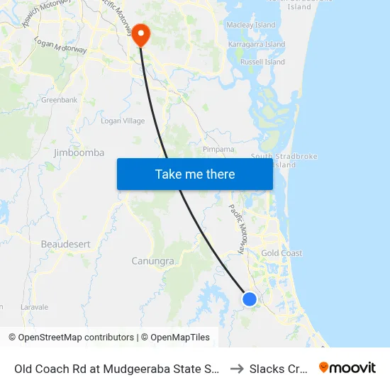Old Coach Rd at Mudgeeraba State School to Slacks Creek map