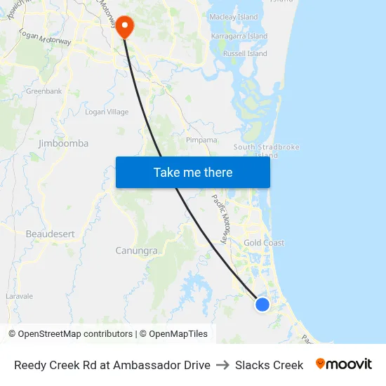 Reedy Creek Rd at Ambassador Drive to Slacks Creek map
