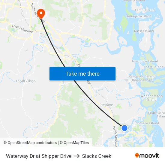 Waterway Dr at Shipper Drive to Slacks Creek map