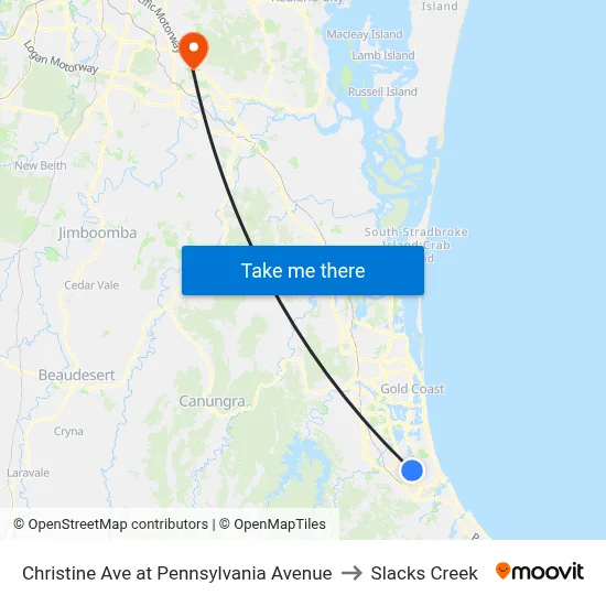 Christine Ave at Pennsylvania Avenue to Slacks Creek map