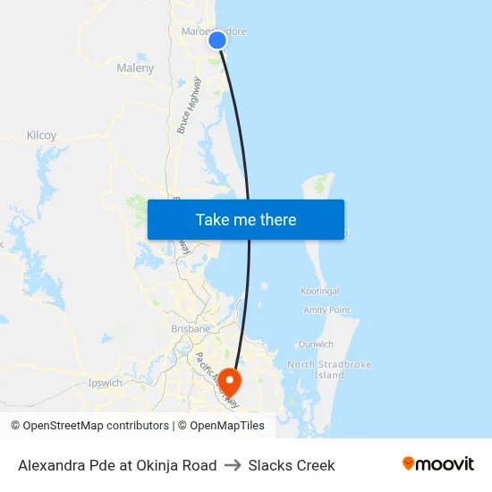 Alexandra Pde at Okinja Road to Slacks Creek map