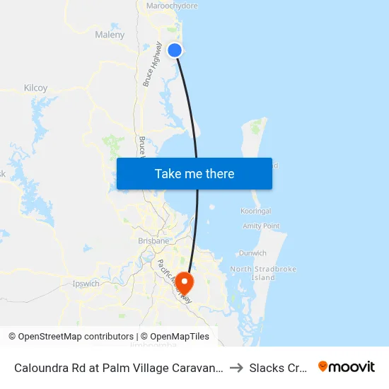 Caloundra Rd at Palm Village Caravan Park to Slacks Creek map