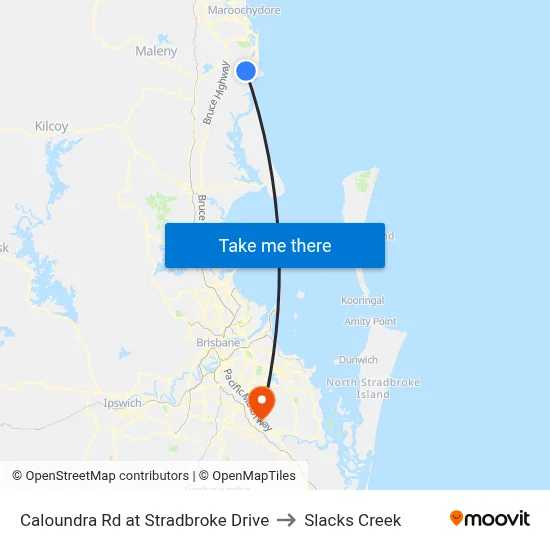 Caloundra Rd at Stradbroke Drive to Slacks Creek map