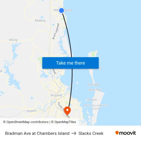 Bradman Ave at Chambers Island to Slacks Creek map