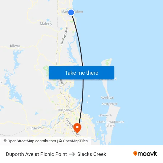 Duporth Ave at Picnic Point to Slacks Creek map