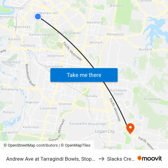 Andrew Ave at Tarragindi Bowls, Stop 38a to Slacks Creek map