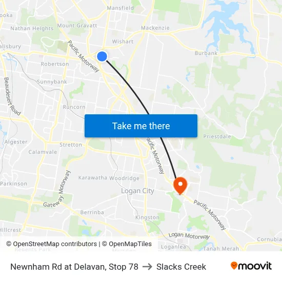 Newnham Rd at Delavan, Stop 78 to Slacks Creek map