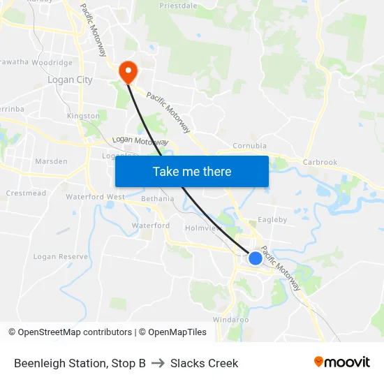 Beenleigh Station, Stop B to Slacks Creek map