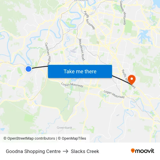 Goodna Shopping Centre to Slacks Creek map