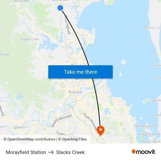 Morayfield Station to Slacks Creek map