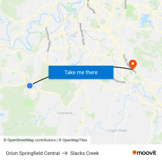 Orion Springfield Central to Slacks Creek map