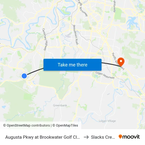 Augusta Pkwy at Brookwater Golf Club to Slacks Creek map